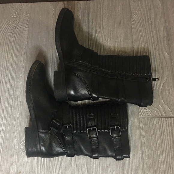 Arturo Chiang Black Biker Belt Boots Size 6M - Picture 3 of 7